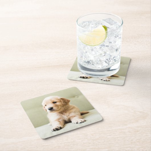 Niedliche Kleintiere | Golden Retriever Puppy Rechteckiger Pappuntersetzer (Vor Ort)