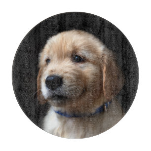Niedliche Kleintiere   Golden Retriever Puppy Schneidebrett
