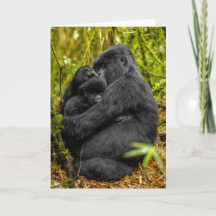 Niedliche Kleintiere Gorilla & Baby Karte