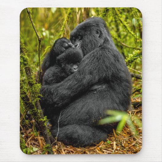 Niedliche Kleintiere | Gorilla & Baby Mousepad (Vorne)