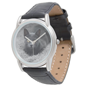 Niedliche Kleintiere   Graue Katze Armbanduhr