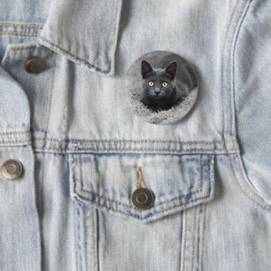 Niedliche Kleintiere Graue Katze Button