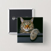 Niedliche Kleintiere | Grey Tabby Cat Face Button (Vorne & Hinten)