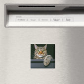 Niedliche Kleintiere | Grey Tabby Cat Face Magnet (In Situ (Geschirrspüler))