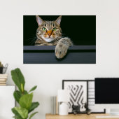 Niedliche Kleintiere | Grey Tabby Cat Face Poster (Heimbüro)