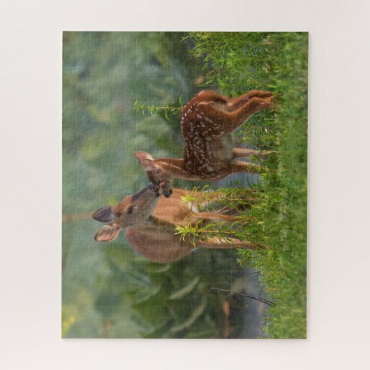 Niedliche Kleintiere | Hirsch und Baby Puzzle (Vertikal)