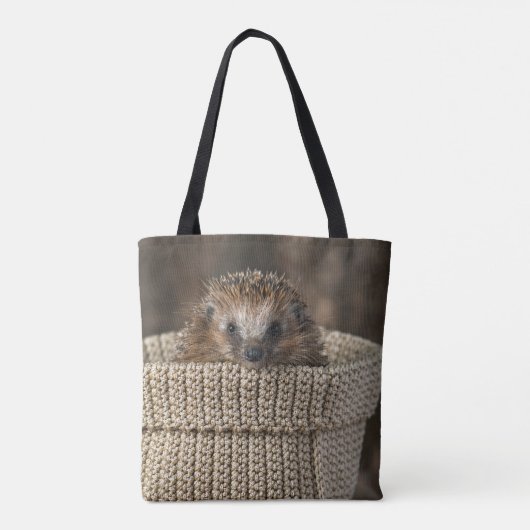 Niedliche Kleintiere | Igel in einem Korb Tasche (Rückseite)