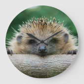 Niedliche Kleintiere | Igel Lächeln Große Wanduhr (Vorderseite)