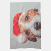 Niedliche Kleintiere | Jack Russell Dog Santa Clau Geschirrtuch (Vertikal)