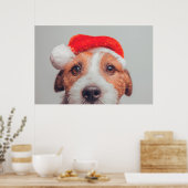 Niedliche Kleintiere | Jack Russell Dog Santa Clau Poster (Küche)
