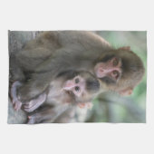 Niedliche Kleintiere | Japanische Affen Geschirrtuch (Horizontal)