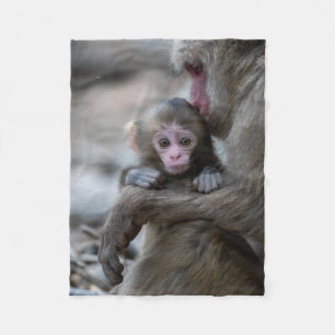 Niedliche Kleintiere   Japanischer Affe & Baby Fleecedecke