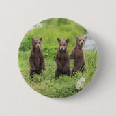 Niedliche Kleintiere | Kamchatka Brown Bear Cubs Button (Vorderseite)
