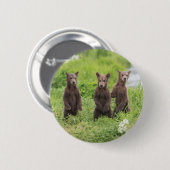 Niedliche Kleintiere | Kamchatka Brown Bear Cubs Button (Vorne & Hinten)