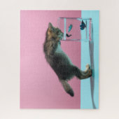 Niedliche Kleintiere | Kätzchen Blick auf Fischsch Puzzle (Vertikal)