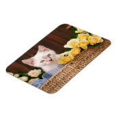 Niedliche Kleintiere | Kätzchen und Gelbe Rosen Magnet (Linke Seite)