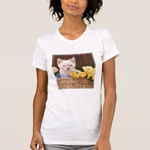 Niedliche Kleintiere Kätzchen und Gelbe Rosen T-Shirt