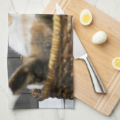 Niedliche Kleintiere | Katze im Bett Geschirrtuch (Viertel Falte)