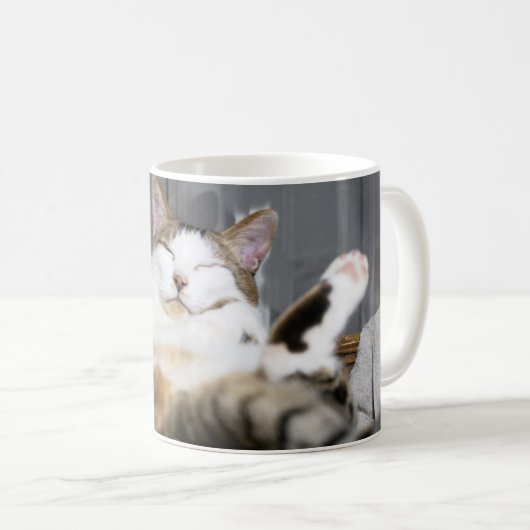 Niedliche Kleintiere | Katze im Bett Kaffeetasse (VorderseiteRechts)