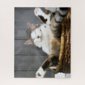 Niedliche Kleintiere | Katze im Bett Puzzle (Vertikal)