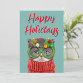 Niedliche Kleintiere | Katzenweihrrüber Dankeskarte (Stehend Vorderseite)