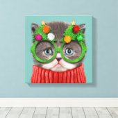 Niedliche Kleintiere | Katzenweihrrüber Leinwanddruck (Insitu (Holzboden))