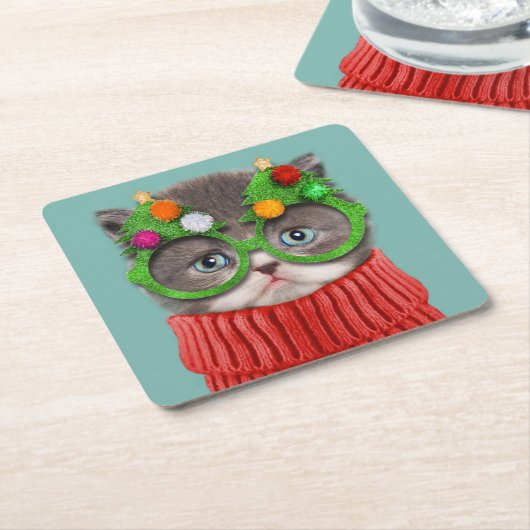 Niedliche Kleintiere | Katzenweihrrüber Rechteckiger Pappuntersetzer (angewinkelt)