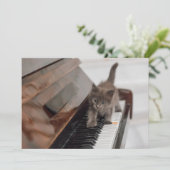 Niedliche Kleintiere | Kitten auf Piano Dankeskarte (Stehend Vorderseite)