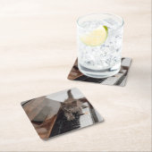 Niedliche Kleintiere | Kitten auf Piano Rechteckiger Pappuntersetzer (Vor Ort)