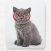 Niedliche Kleintiere | Kitten Heart Glasses Mousepad (Vorne)