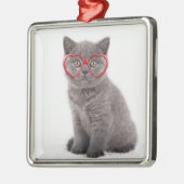 Niedliche Kleintiere | Kitten Heart Glasses Ornament Aus Metall (Links)