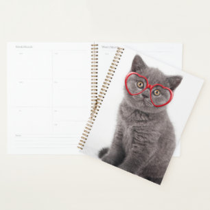 Niedliche Kleintiere Kitten Heart Glasses Planer
