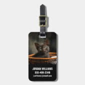 Niedliche Kleintiere | Kitten in Basket Gepäckanhänger (Vorderseite vertikal)