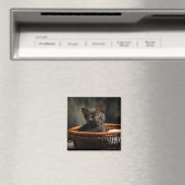 Niedliche Kleintiere | Kitten in Basket Magnet (In Situ (Geschirrspüler))