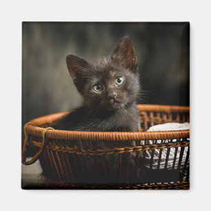 Niedliche Kleintiere Kitten in Basket Magnet