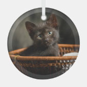 Niedliche Kleintiere | Kitten in Basket Ornament Aus Glas (Vorderseite)
