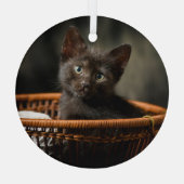 Niedliche Kleintiere | Kitten in Basket Ornament Aus Glas (Rückseite)