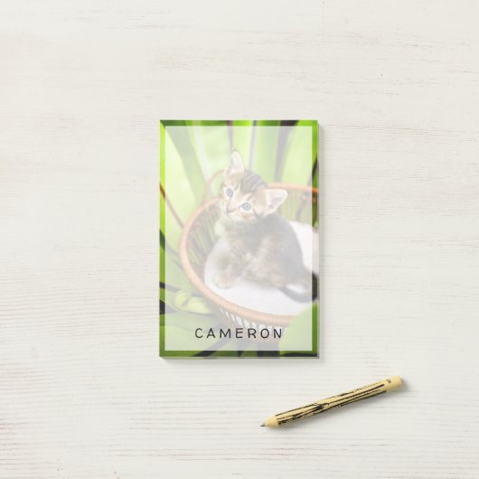 Niedliche Kleintiere | Kitten in Basket Post-it Klebezettel (Auf Schreibtisch)