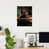 Niedliche Kleintiere | Kitten in Basket Poster (Heimbüro)
