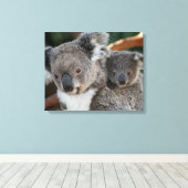Niedliche Kleintiere | Koala und Joey Leinwanddruck (Insitu (Holzboden))