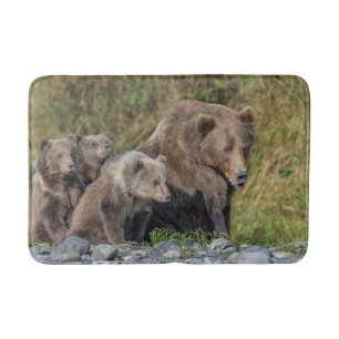 Niedliche Kleintiere Kodiak Mama Bear & Cubs Badematte