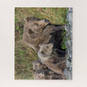 Niedliche Kleintiere | Kodiak Mama Bear & Cubs Puzzle (Vertikal)