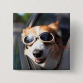 Niedliche Kleintiere | Korgi-Brille im Auto Button (Vorderseite)