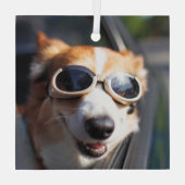 Niedliche Kleintiere | Korgi-Brille im Auto Ornament Aus Glas (Rückseite)