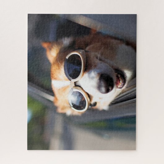 Niedliche Kleintiere | Korgi-Brille im Auto Puzzle (Vertikal)