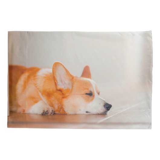 Niedliche Kleintiere | Korgi Schlafen Kissenbezug (Rückseite)