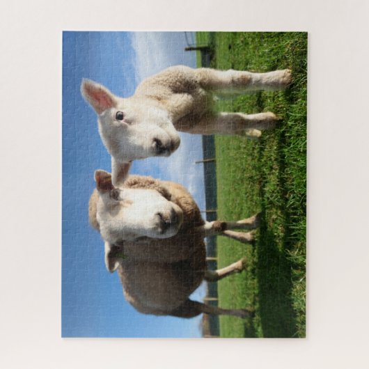 Niedliche Kleintiere | Lamm und Mama Puzzle (Vertikal)