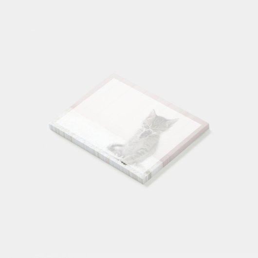Niedliche Kleintiere | Licking Tabby Kitten Post-it Klebezettel (angewinkelt)