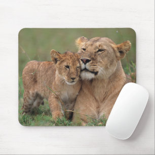 Niedliche Kleintiere Lion Cub & Mother Mousepad