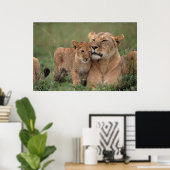 Niedliche Kleintiere | Lion Cub & Mother Poster (Heimbüro)